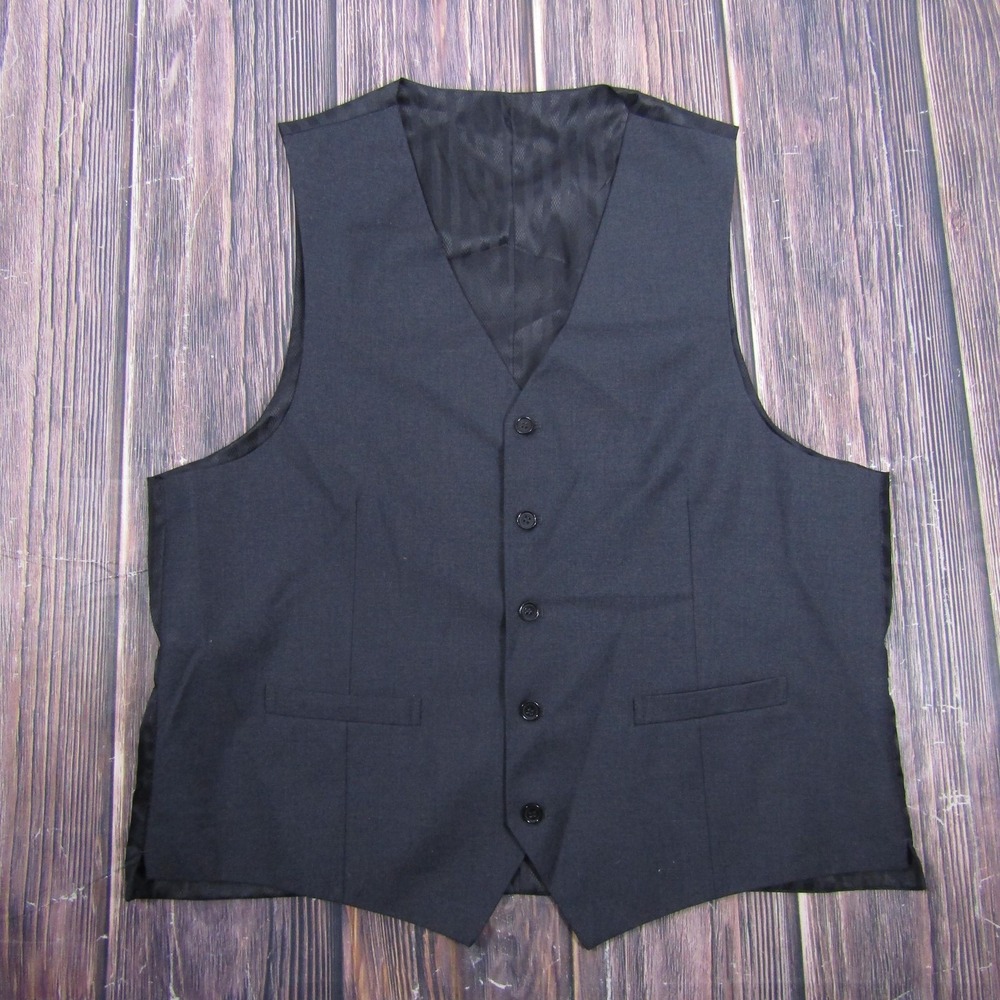 Vitarelli Vest Mens 46L Gray Charcoal 5-Button Formal Dress Suit Waistcoat